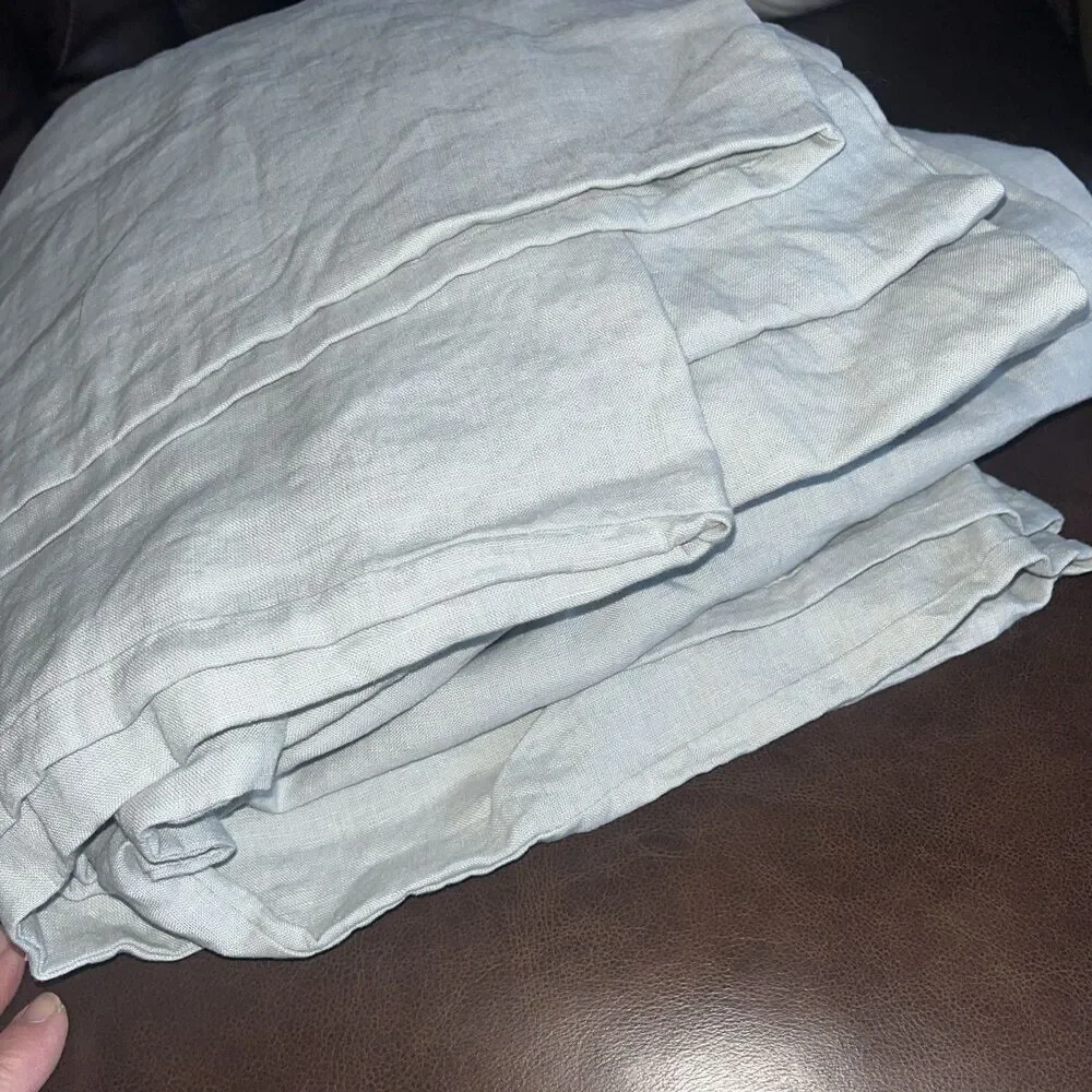 European Linen Duvet Cover Set, Full/Queen, Mist Msrp $154